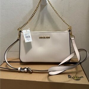 Michael Kors White Crossbody Bag with Gold Chain